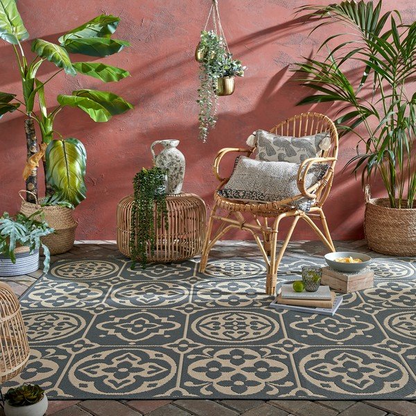 Siva zunanja preproga Flair Rugs Tile, 120 x 170 cm-image-1