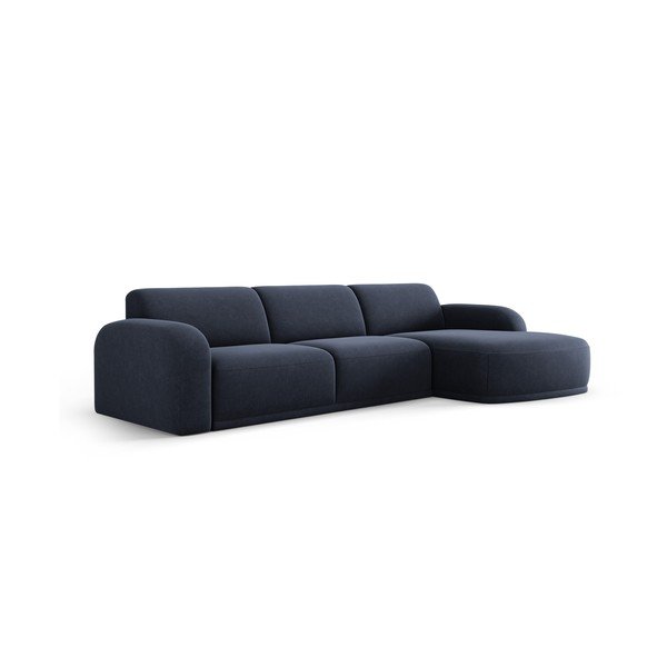 Temno modra žametna kotna sedežna garnitura Erin – Micadoni Home-image-2