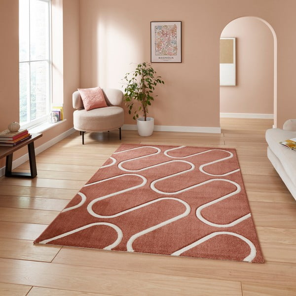 Opečnato oranžna preproga 120x170 cm Linear Curve – Catherine Lansfield-image-2