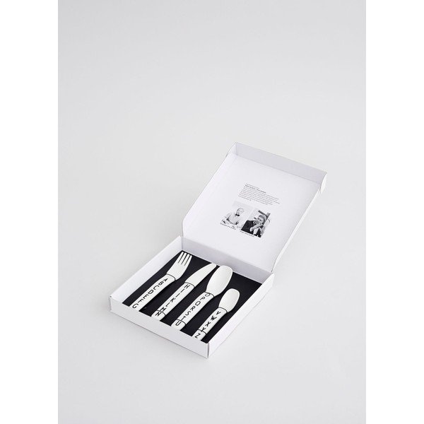 4-delni komplet belega otroškega jedilnega pribora Design Letters-image-1