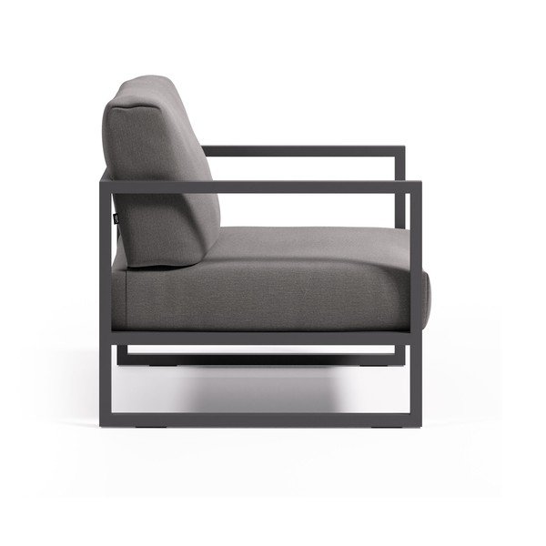 Temno siv kovinski vrtni fotelj Comova – Kave Home-image-1