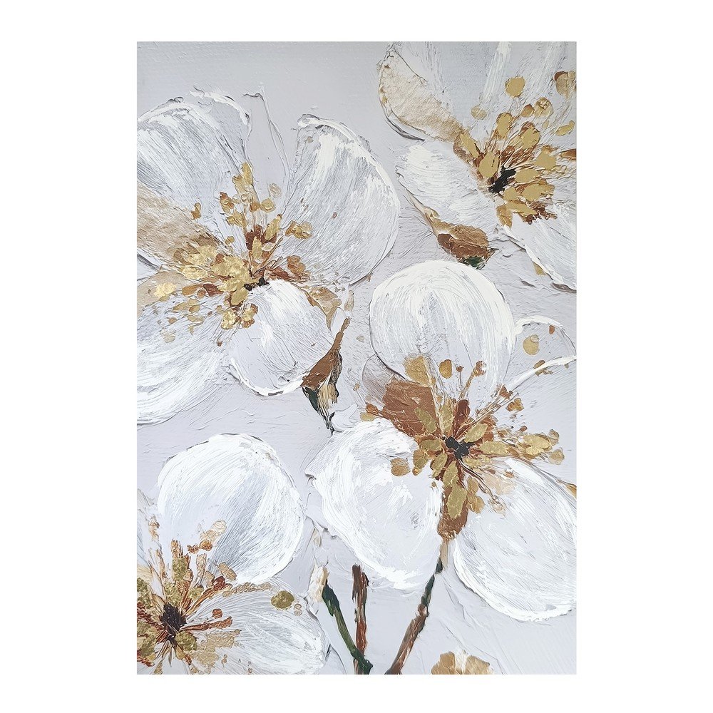 Slika z ročno naslikanimi elementi 70x100 cm Petal Glow