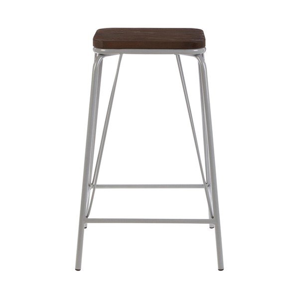 Siv/v temni naravni barvi stolček iz masivnega bresta District – Premier Housewares-image-1