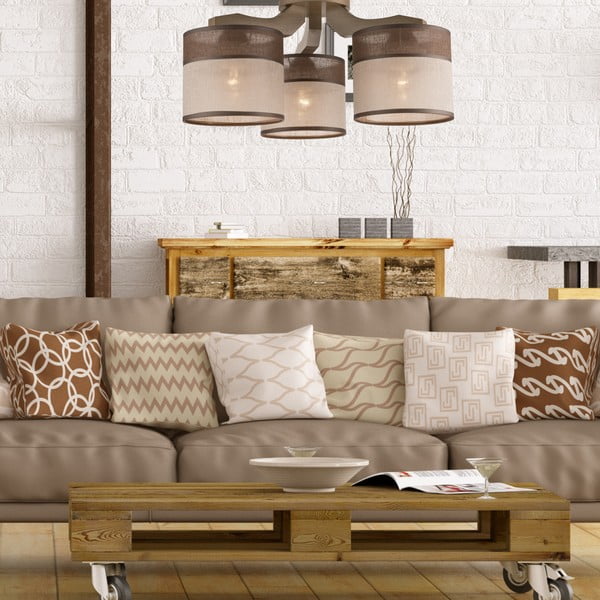 Temno rjava stropna svetilka s tekstilnim senčnikom ø 16 cm Andrea – LAMKUR-image-3