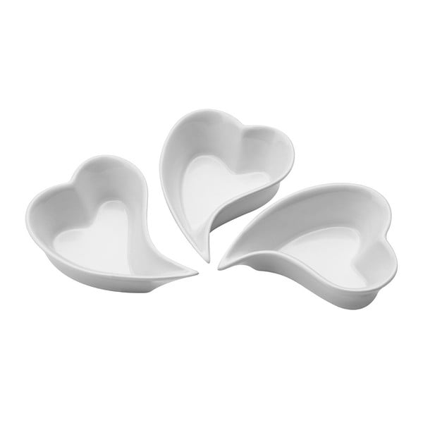 Komplet 3 porcelanastih servirnih skled Premier Housewares Heart Shape