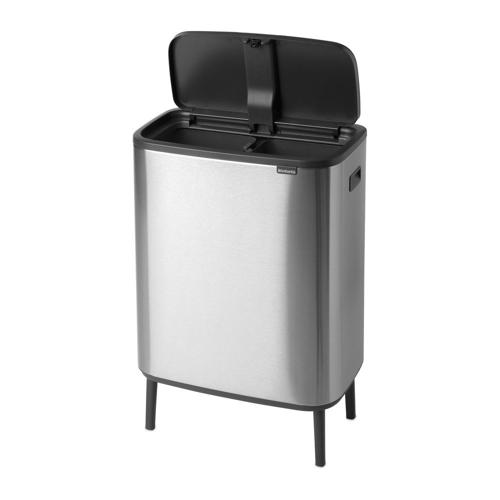 Jeklen koš za smeti za ločevanje odpadkov na dotik v mat srebrni barvi 60 l Bo Touch Bin Hi