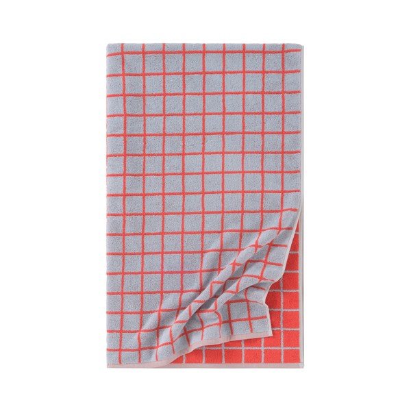 Rdeča/svetlo modra bombažna brisača 90x150 cm Grid – Jotex