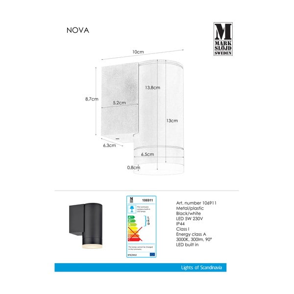 Črna stenska svetilka Markslöjd Nova-image-1