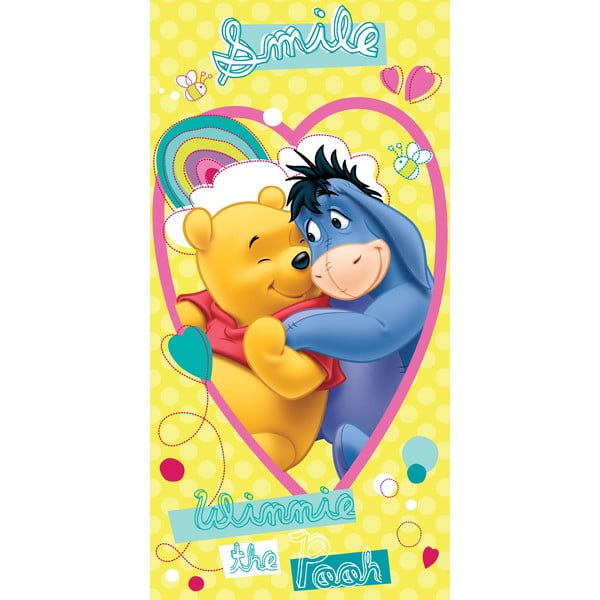 Rumena bombažna otroška brisača 70x140 cm Winnie the Pooh "Smile" – Jerry Fabrics