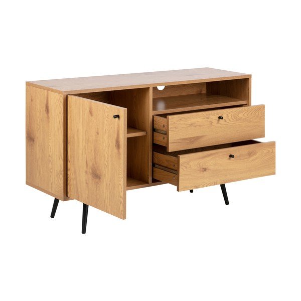 Črna TV omarica v hrastovem dekorju 124x75 cm Wilma – Actona-image-3