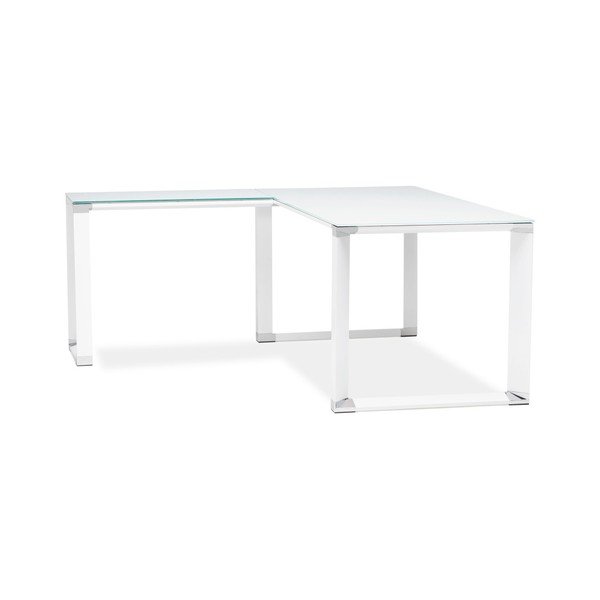Bela kotna pisalna miza s steklenim vrhom Kokoon Warner-image-1