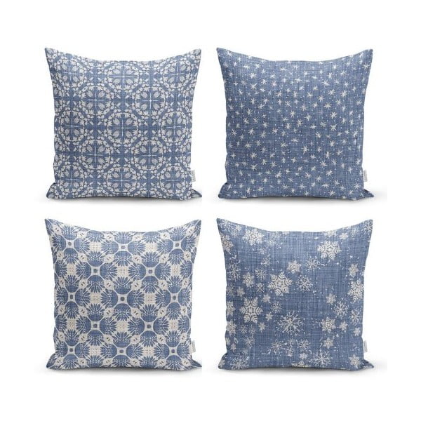 Komplet 4 dekorativnih prevlek za vzglavnik Minimalist Cushion Covers Minimalist Drawing Blue, 45 x 45 cm