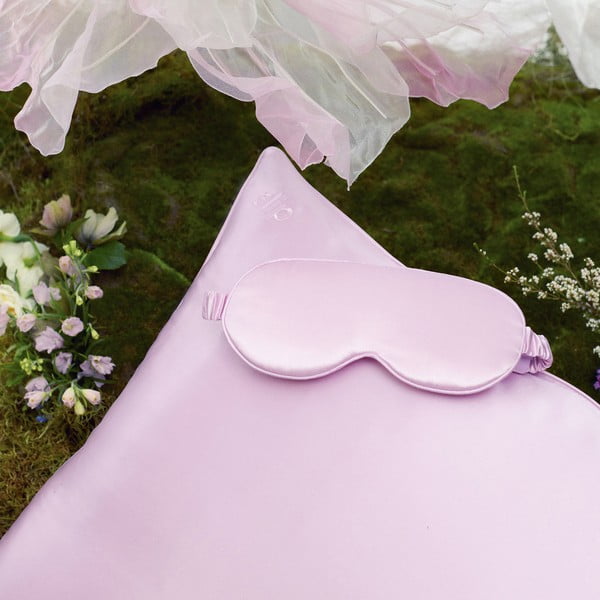 Svetlo vijolična svilena maska za spanje Contour Wildflower – slip-image-4