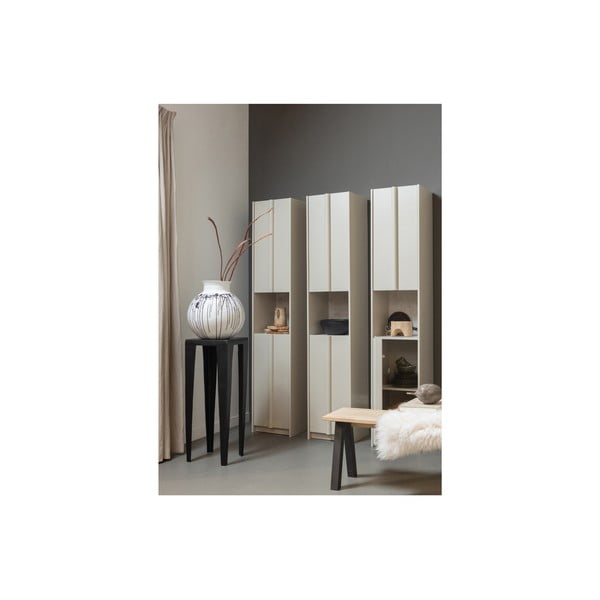 Kremno bela modularna omarica iz masivnega bora 40x210 cm Basu – WOOOD-image-1