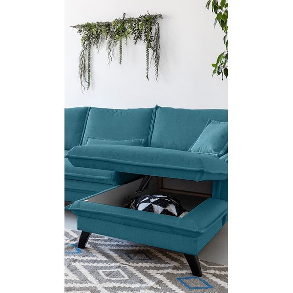 Turkizna kotna raztegljiva sedežna garnitura Miuform Charming Charlie, desni kot-image-4