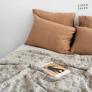 Laneno prešito pregrinjalo v naravni barvi 200x220 cm Botany 2 & Melange – Linen Tales