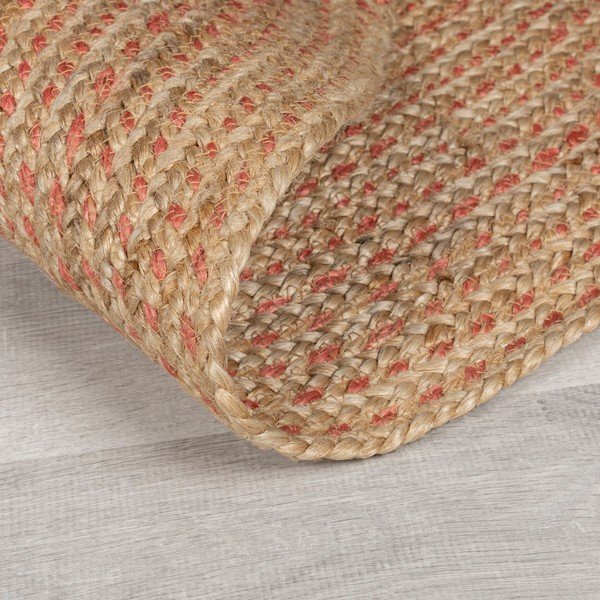 Rožnato-oranžna/v naravni barvi okrogla preproga iz jute ø 133 cm Capri – Flair Rugs-image-3