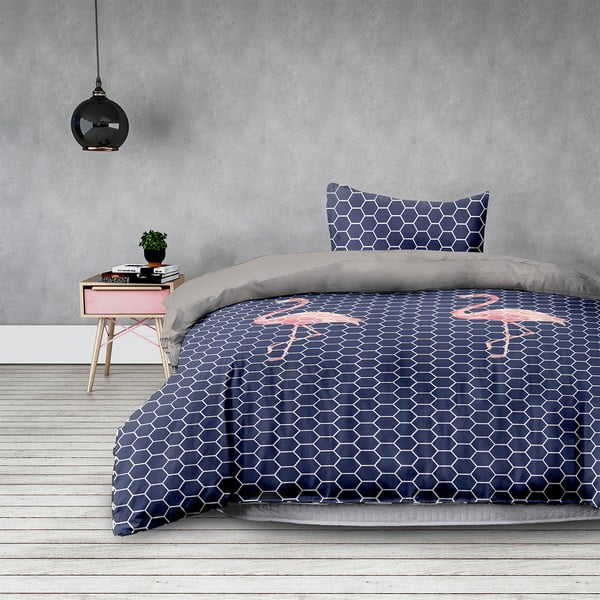 AmeliaHome Flamingo Dark posteljno perilo za enojno posteljo, 140 x 200 cm
