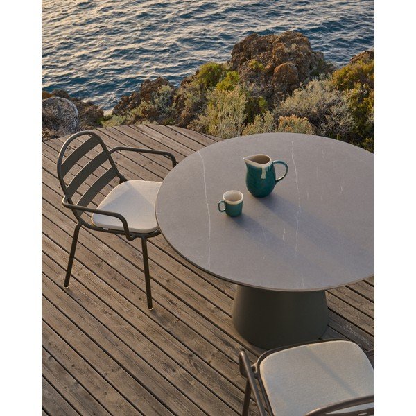 Okrogla vrtna miza s keramično ploščo ø 120 cm Tudons – Kave Home-image-1