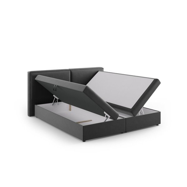 Temno siva boxspring postelja s prostorom za shranjevanje 180x200 cm Arendal – Cosmopolitan Design-image-3