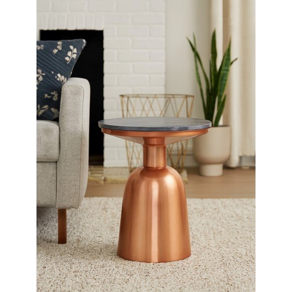 Okrogla stranska mizica z marmorno mizno ploščo ø 48 cm Amira – Premier Housewares-image-1