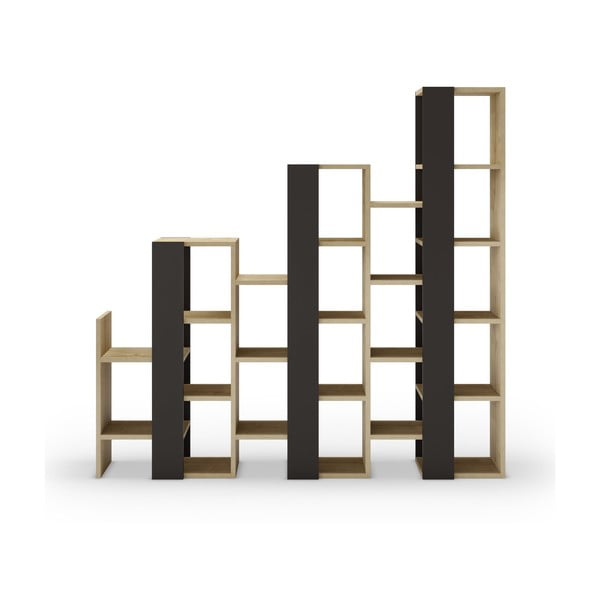 Črn regal v hrastovem dekorju 158x151 cm Anissa – Marckeric