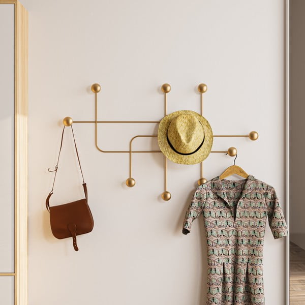 Kovinski stenski obešalnik v zlati barvi Dama – Kalune Design-image-1