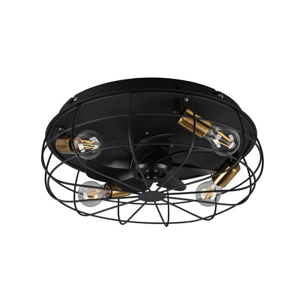Mat črna stropna svetilka z daljinskim upravljalnikom in ventilatorjem Trondheim – Trio