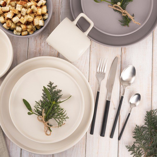 Črn/srebrn pribor iz nerjavečega jekla 24 ks Skandi – Orion-image-1