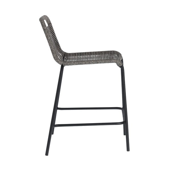 Siv barski stol z jekleno konstrukcijo Kave Home Glenville, višina 62 cm-image-2