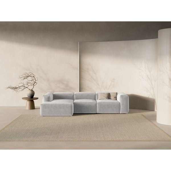 Svetlo siva kotna sedežna garnitura (levi kot/z ležalnikom) Bergamo – Cosmopolitan Design-image-1