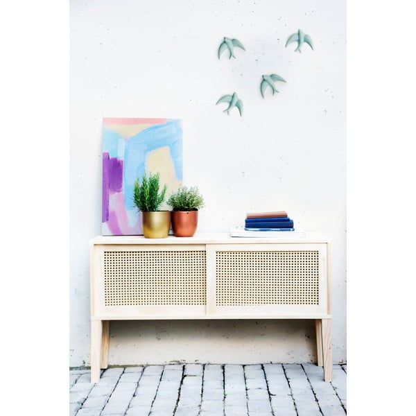 Komplet 2 ročno izdelanih svetlo modrih porcelanastih stenskih okraskov Velvet Atelier Golondrinas-image-1