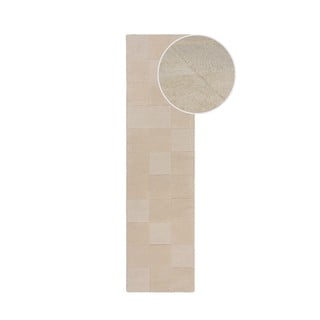 Bež ročno tkan volnen tekač 60x230 cm Checkerboard – Flair Rugs