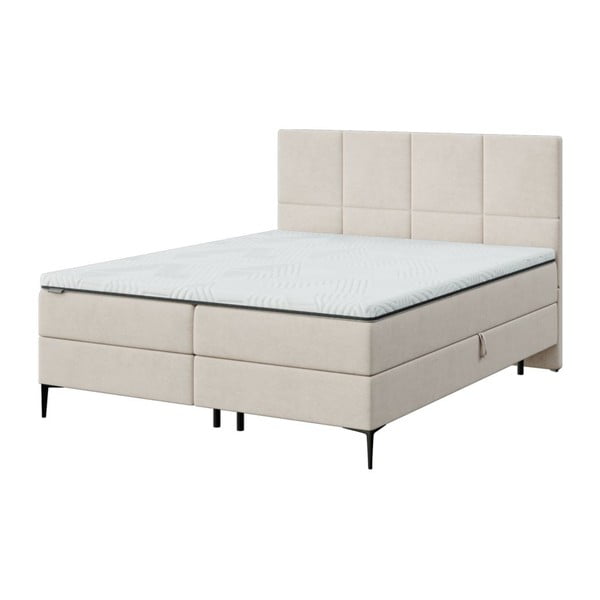 Bež boxspring postelja s prostorom za shranjevanje 160x200 cm Bufo – MESONICA