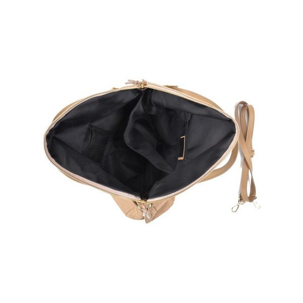 Bež usnjena torbica Carla Ferreri Hobo-image-4