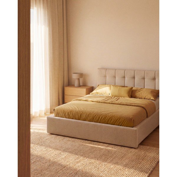 Sivo-bež namizna svetilka s tekstilnim senčilom (višina 35 cm) Algaida – Kave Home-image-2