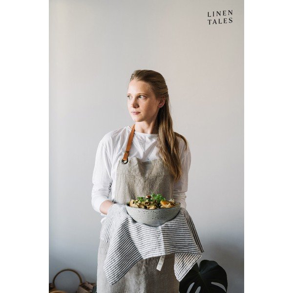 Lanena kuhinjska krpa 45x65 cm Thin Black Stripes – Linen Tales-image-1