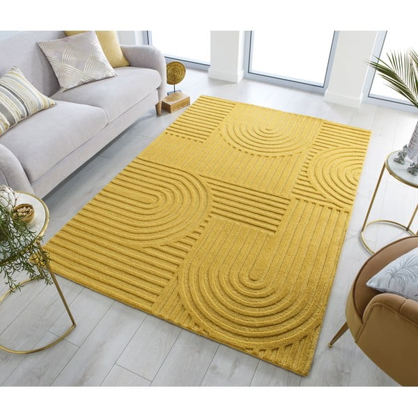 Rumena volnena preproga Flair Rugs Zen Garden, 160 x 230 cm-image-1
