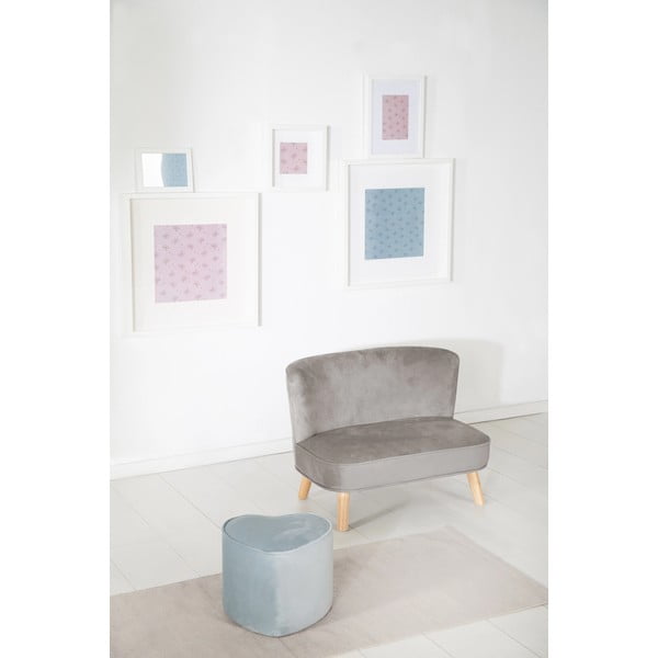 Svetlo siva žametna otroška sedežna garnitura 70 cm Lil Sofa – Roba-image-2
