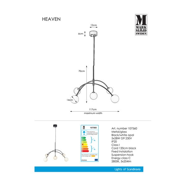 Črna viseča svetilka Markslöjd Heaven, ø 117 cm-image-2