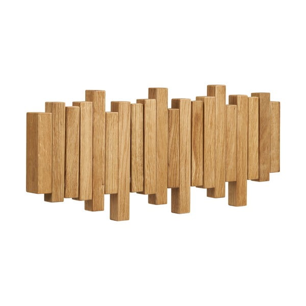 Stenski obešalnik iz masivnega hrasta v naravni barvi 3 cm Caltra – House Nordic-image-4