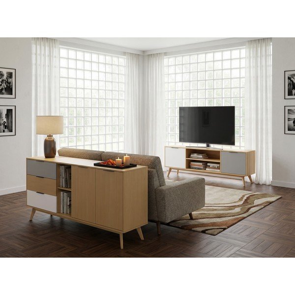 TV omarica iz masivnega bora v naravni barvi 140x53 cm Elfa – Marckeric-image-2