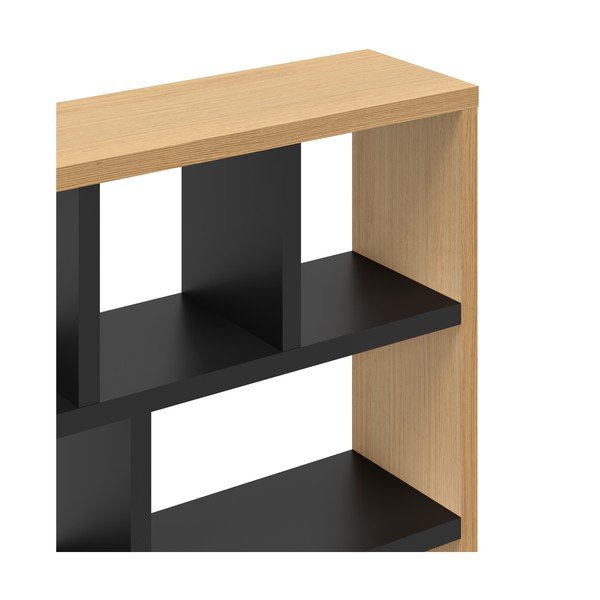 Črn/naraven regal v hrastovem dekorju 150x159 cm Berlin – TemaHome-image-4