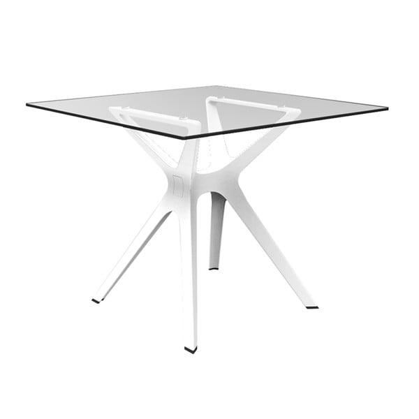 Bela jedilna miza s steklenim vrhom, primerna za uporabo na prostem Resol Vela, 90 x 90 cm