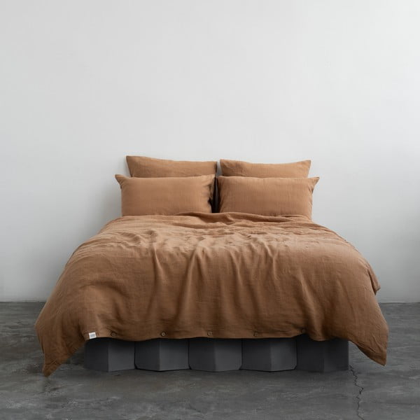 Rjava lanena posteljnina za zakonsko posteljo 200x200 cm – Linen Tales