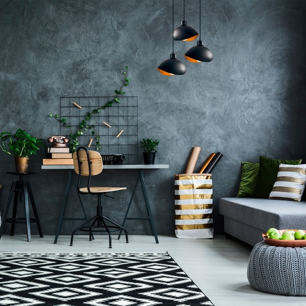 Črna viseča svetilka s kovinskim senčnikom ø 50 cm Sivani – Opviq lights-image-1