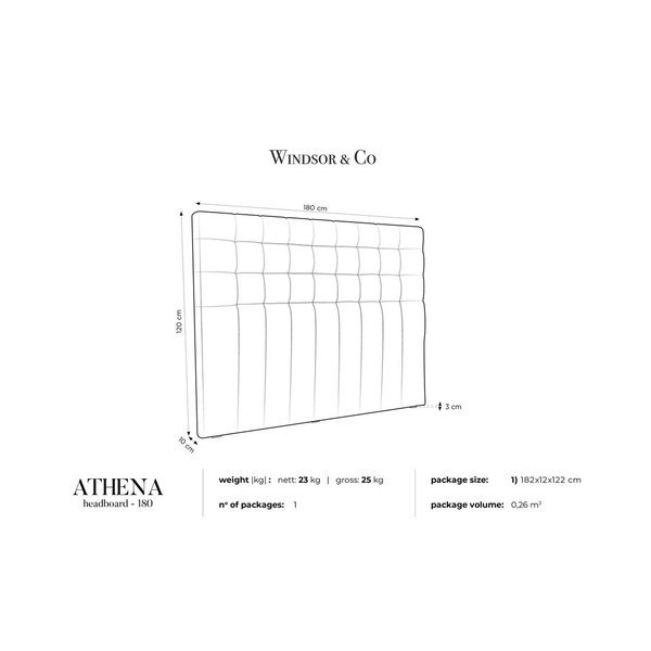 Temno sivo žametno vzglavje Windsor & Co Sofas Athena, 180 x 120 cm-image-4