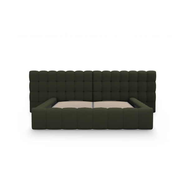 Zelena oblazinjena zakonska postelja s prostorom za shranjevanje z letvenim dnom 180x200 cm Mamaia – Micadoni Home-image-4