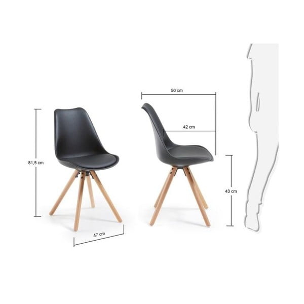 Črni stol z leseno podlago La Forma Lars-image-4