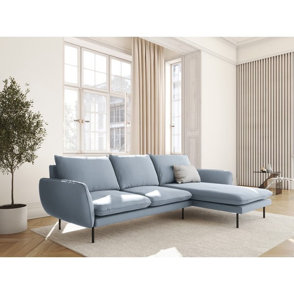 Svetlo modra žametna kotna zofa (desni kot) Vienna - Cosmopolitan Design-image-1